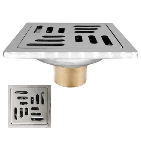 Ralo 10x10 Inox Banheiro Anti Odor Anti Inseto Lavabo Cozinha Rapido Escoamento Resistente
