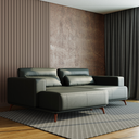 Ver imagem 2 de Sofá 3 Lugares Living Fixo Houston com Chaise 2,48m em Couro Musgo:musgo