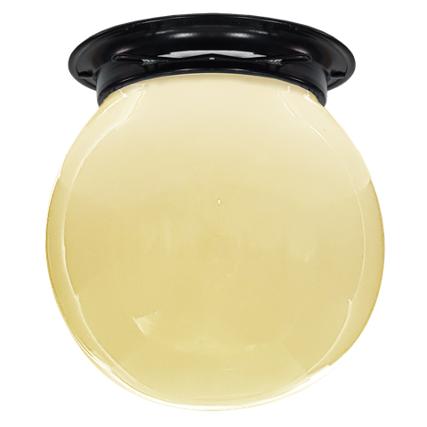Plafon Colonial Aluminio Preto Globo Ambar 10x15 Retrô