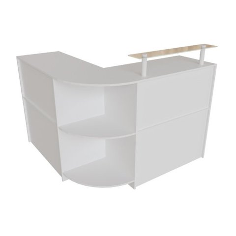 Balcão Caixa Em L 100% MDF Modelo New 134+134x95x45 cm Comac Branco