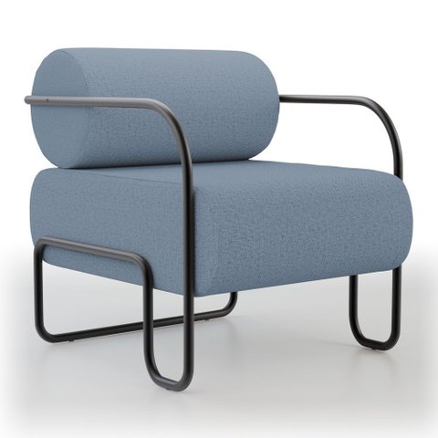 Poltrona Decorativa Orgânica Living Miska Linho Denim - Desk Design