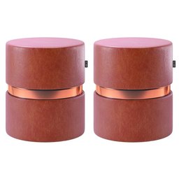 Kit 02 Puffs Bancos Decorativos Redondo Porto 49x43cm Corano Telha - Abmaza - 1