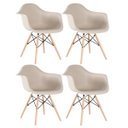 Ver imagem 1 de Kit 4 Cadeiras Charles Eames Eiffel com Braços - Daw - Nude - Bege - Madeira Clara