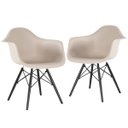 Ver imagem 1 de Kit 2 Cadeiras Charles Eames Eiffel com Braços - Daw - Nude - Bege - Madeira Preta