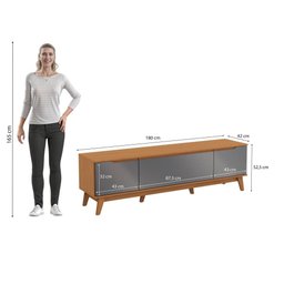 Rack Kappesberg 3 Portas Canela/chumbo 180cm - 4