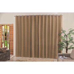 Cortina Blackout Linho para Varão Simples 3,00 x 2,60 Sala e Quarto - Bege - 1 Cortina Blackout Linho para Varão Simples 3,00 x 2,60 Sala e Quarto - Bege - 1