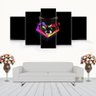 Quadro Decorativo Lobo Arte Neon 115X60 5 Peças 5 - 1
