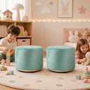 Ver imagem 4 de Kit 2 Puff Infantil Premium Banquinho Redondo Estofado para Quarto, Sala Pés Anti-Umidade Verde Agua