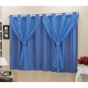 Cortina Blackout PVC com Tecido Voil 2,00 M x 1,40 M Azul