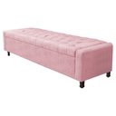 Ver imagem 1 de Calçadeira Baú Queen Everest P02 160cm para Cama Box Suede - Doce Sonho Móveis Rosa Bebê