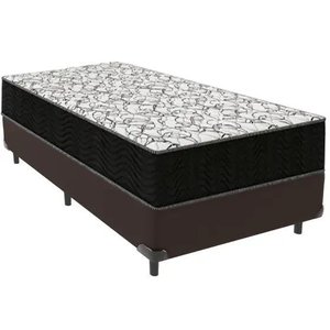 Cama Box Solteiro Marrom + Colchão Casal de Espuma D45 - Ortobom - Airtech 150 58x88x188cm