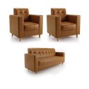 Ver imagem 4 de Sofá 3 Lugares com Kit 2 Poltronas Arezzo Sintetico PU D03 - D'Rossi