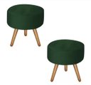 Ver imagem 1 de Kit 2 Puffs Redondo Dany Suede Verde - Pandora Decor