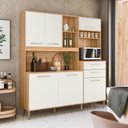 Ver imagem 2 de Cozinha Compacta Salsa 6 Portas e 2 Gavetas Freijó/off White Cristal - Nicioli
