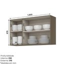Ver imagem 6 de Armário Aéreo de Cozinha Lora 120cm 3 Portas MDF Porta de Bater Duna-Cristal