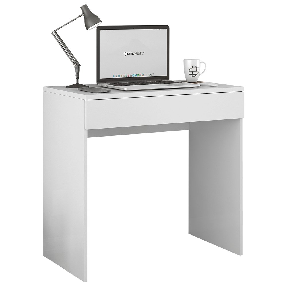 Mesa Escrivaninha Estudo Loft Minimalista BP 100% MDF 80cm com 01 Gaveta Branco - Desk Design - 1