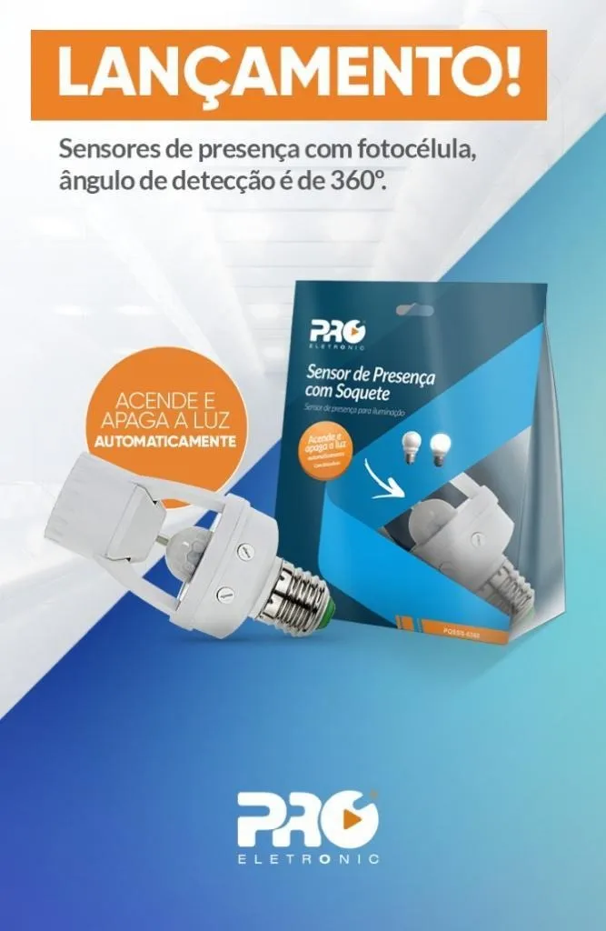 Sensor De Presença Sobrepor 360 Soquete E27 Lâmpada Iluminação PQSSS-0360 Proeletronic - 7