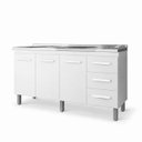 Ver imagem 2 de Balcão Gabinete Cozinha sem Pia Inox 3 Porta 3 Gavetas 150cm Cor:Branco