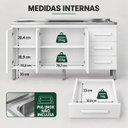 Ver imagem 5 de Balcão Gabinete Cozinha sem Pia Inox 3 Porta 3 Gavetas 150cm Cor:Branco