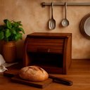 Ver imagem 1 de Caixa Porta Pão Pequena em Madeira Pinus com Tampa Basculante Marrom
