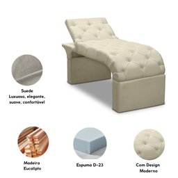 Maca Estofada Estética Cílios Regulável Spa Suede Ana Clara Cor:bege - 4