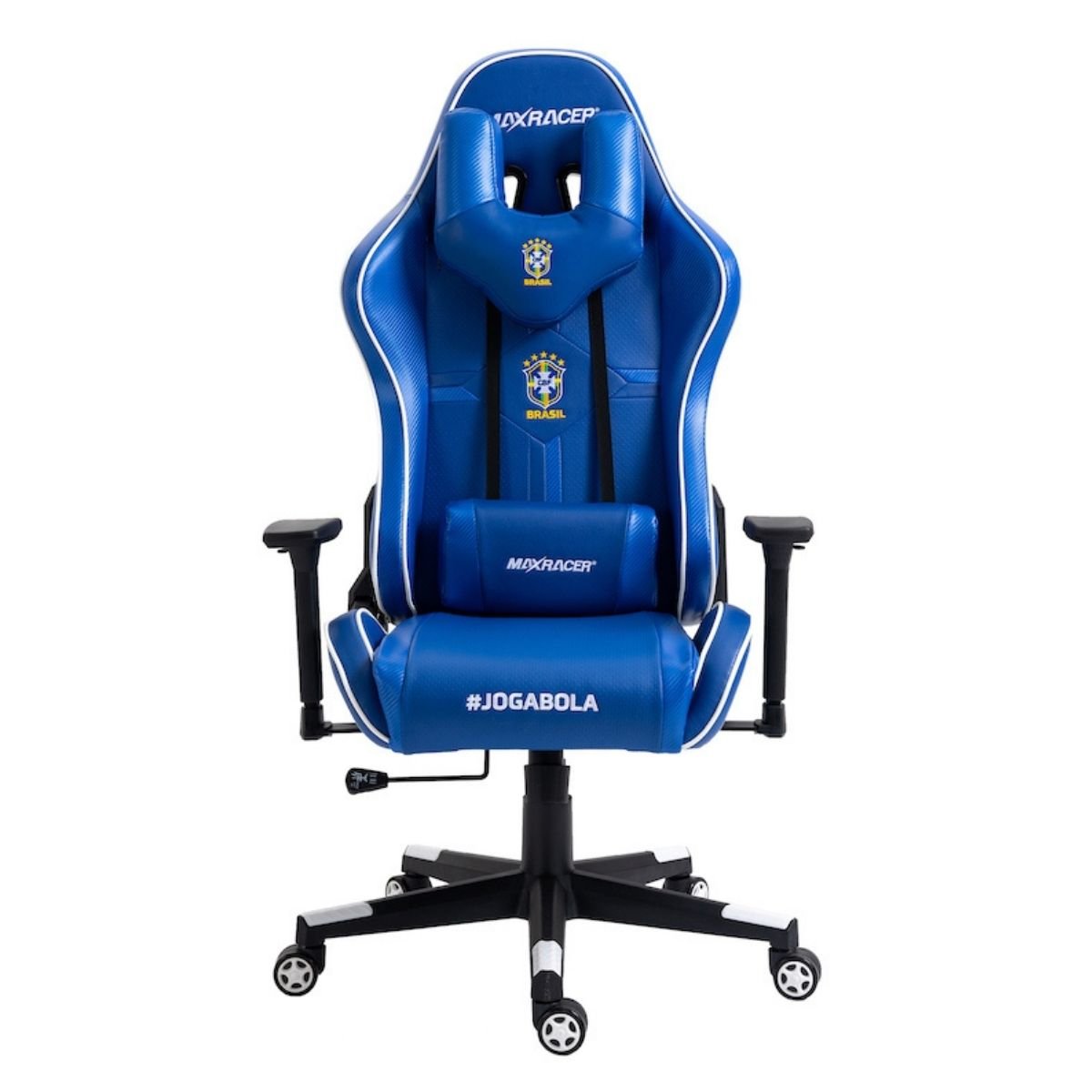 Cadeira gamer MaxRacer Tactical CBF Azul e Branca Licenciada - 1