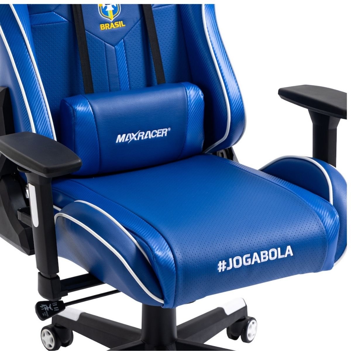Cadeira gamer MaxRacer Tactical CBF Azul e Branca Licenciada - 4