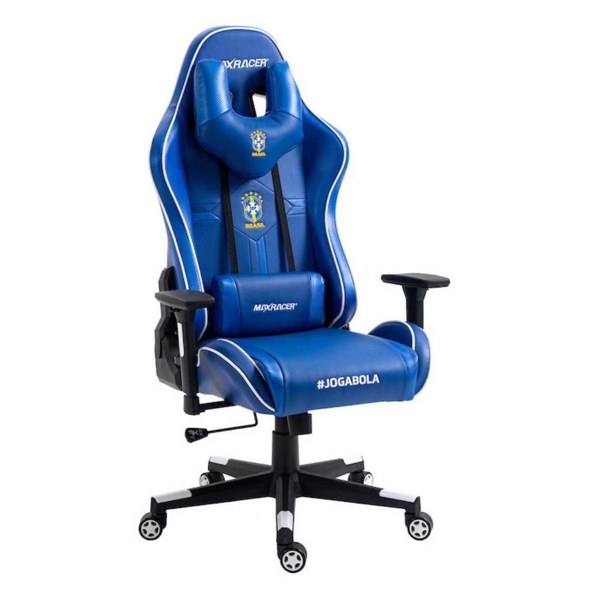 Cadeira gamer MaxRacer Tactical CBF Azul e Branca Licenciada - 2