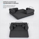 Ver imagem 5 de Sofá Cama Chegada Molas Ensacadas Á Vácuo 2 Lugares 1,80m Veludo Cotelê Cinza Grafite - King
