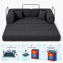 Ver imagem 4 de Sofá Cama Chegada Molas Ensacadas Á Vácuo 2 Lugares 1,80m Veludo Cotelê Cinza Grafite - King