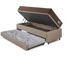 Ver imagem 4 de Bicama Box Baú com Courino Linho Bege 120x203 com Colchão Relax Adorabile Molas Ensacadas Ecoflex