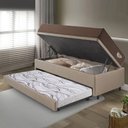 Ver imagem 3 de Bicama Box Baú com Courino Linho Bege 120x203 com Colchão Relax Adorabile Molas Ensacadas Ecoflex