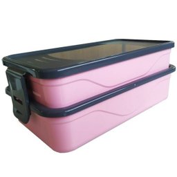 Marmita Fitness Academia Rosa 1,3 Litros + Garfo e Faca de Inox - Unitermi - 1