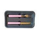 Ver imagem 3 de Marmita Fitness Academia Rosa 1,3 Litros + Garfo e Faca de Inox - Unitermi