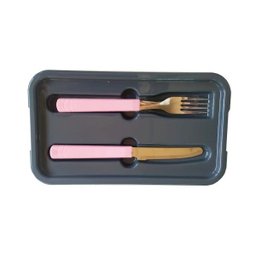 Marmita Fitness Academia Rosa 1,3 Litros + Garfo e Faca de Inox - Unitermi - 3