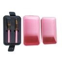 Ver imagem 2 de Marmita Fitness Academia Rosa 1,3 Litros + Garfo e Faca de Inox - Unitermi