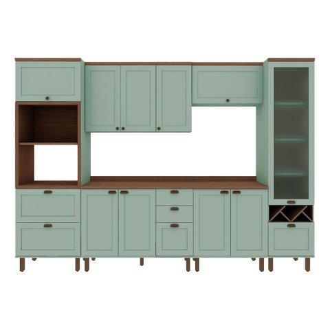 Armário de Cozinha Comp Genialflex Iluminata Ayla Verde Mint