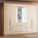 Ver imagem 4 de Guarda Roupa Casal Giardino 6 Portas Cinamon Off White - Demóbile