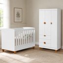 Ver imagem 1 de Berço Mini Cama com Guarda Roupa Apolo MDF Branco Fosco Reller Móveis