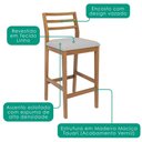 Ver imagem 4 de Kit 2 Banquetas Alta com Encosto Oliva Madeira Maciça Tauari Linho Cinza Natuem