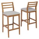 Ver imagem 1 de Kit 2 Banquetas Alta com Encosto Oliva Madeira Maciça Tauari Linho Cinza Natuem