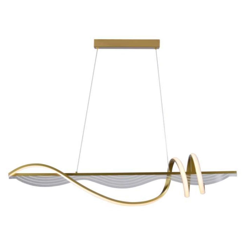 Pendente Moderno Espiral Dourado 100cm Led 36w 3000k Bivolt 14521-pl