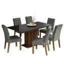 Ver imagem 3 de Conjunto Sala de Jantar Mesa Tampo de Vidro 6 Cadeiras Rustic/preto/silver Geórgia Madesa