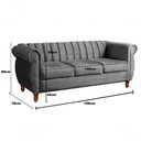 Ver imagem 2 de Sofá Realeza 3 Lugares 196cm Cinza Veludo Fixo Clássico Bella Decor