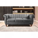 Ver imagem 4 de Sofá Realeza 3 Lugares 196cm Cinza Veludo Fixo Clássico Bella Decor
