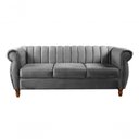 Ver imagem 1 de Sofá Realeza 3 Lugares 196cm Cinza Veludo Fixo Clássico Bella Decor