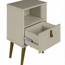 Ver imagem 3 de Kit 2 Mesas de Cabeceira Off White Retrô com Gaveta e Nicho