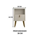 Ver imagem 4 de Kit 2 Mesas de Cabeceira Off White Retrô com Gaveta e Nicho