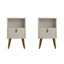 Ver imagem 2 de Kit 2 Mesas de Cabeceira Off White Retrô com Gaveta e Nicho