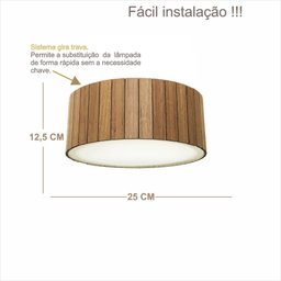 Luminária Decorativa Madeira Plafon Redondo Dunas 25cm - 2